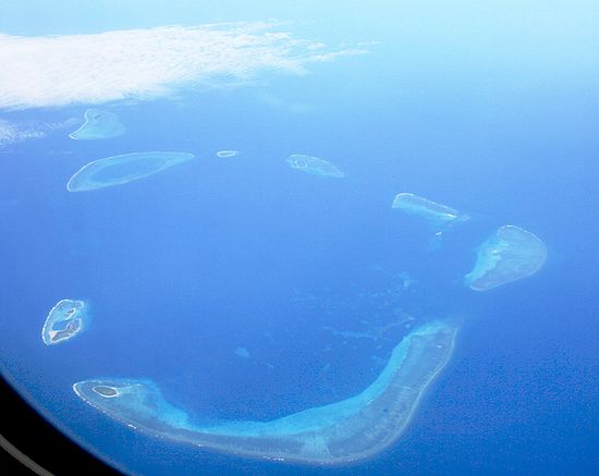 Aerial photograph of the Crescent Group, Paracel Islands