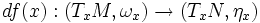 df(x):(T_xM,\omega_x)\rightarrow (T_xN,\eta_x)