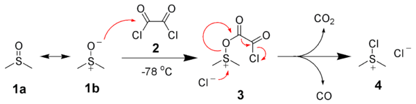 Dimethylchlorosulfonium chloride formation.