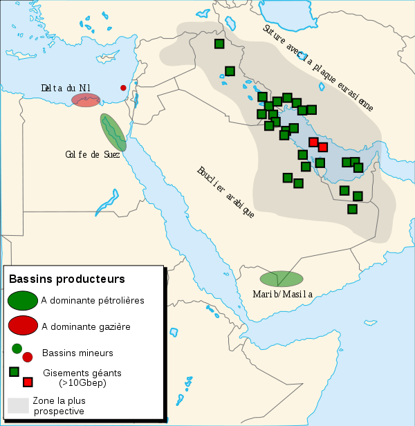 Petroleum regions - Middle East map-fr.svg