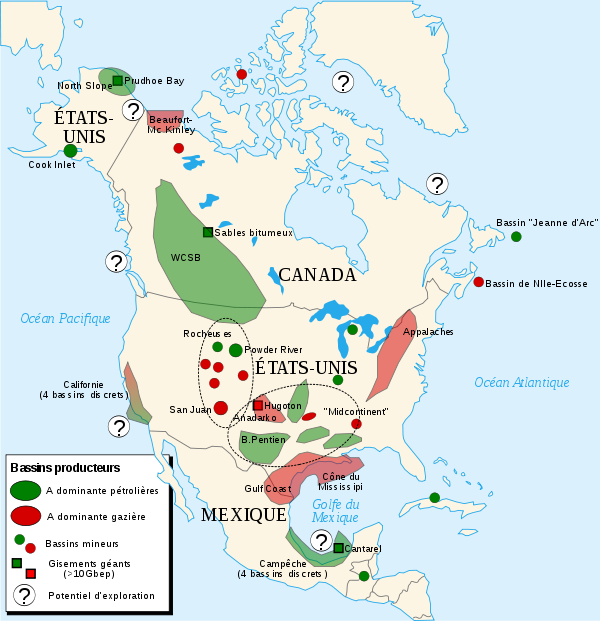 Petroleum regions - North America map-fr.svg