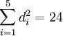 \sum_{i=1}^5 d_i^2=24 \;