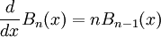  \frac{d}{dx} B_n(x) = nB_{n-1}(x)