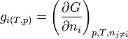 g_{i(T,p)} = \left(  \frac{\partial G}{\partial n_i} \right)_{p,T,n_{j\neq i}}