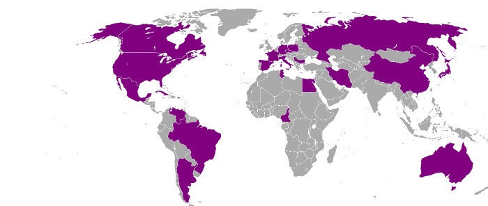 Carte des fédérations nationales qualifiées