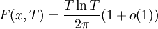 F(x,T)=\frac{T \ln T}{2\pi}(1+o(1))