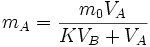 m_{A}=\frac{m_{0}V_{A}}{KV_{B}+V_{A}}