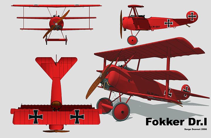 Plan 3 vues du Fokker Dr.I