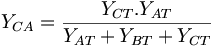 Y_{CA}=\frac{Y_{CT} . Y_{AT}}{Y_{AT}+Y_{BT}+Y_{CT}}
