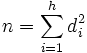n=\sum_{i=1}^h d_i^2\;