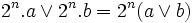 2^n.a \vee 2^n.b =2^n(a \vee b)