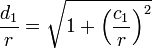 \frac{d_1}{r} = \sqrt{1+\left(\dfrac{c_1}{r}\right)^2}