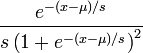 \frac{e^{-(x-\mu)/s}} {s\left(1+e^{-(x-\mu)/s}\right)^2}\!
