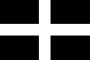 Le drapeau de Cornouailles, constitué d'une croix blanche sur fond noir