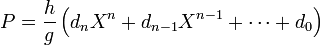 P = \frac hg \left(d_nX^n + d_{n-1}X^{n-1} + \cdots + d_0\right)