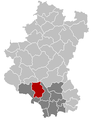 Situation de la commune dans l'arrondissement de Virton et la province de Luxembourg