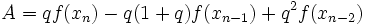 A = qf(x_n) - q(1+q)f(x_{n-1})+q^2f(x_{n-2})~