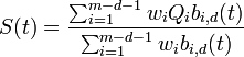 S(t)=\frac{\sum_{i=1}^{m-d-1}w_iQ_ib_{i,d}(t)}{\sum_{i=1}^{m-d-1}w_ib_{i,d}(t)}