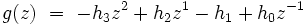 g(z)\ =\ -h_3 z^2 + h_2 z^{1} - h_1 + h_0z^{-1}