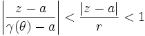 \left|\frac{z-a}{\gamma(\theta)-a}\right|<\frac{|z-a|}{r}<1