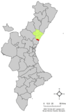 Localisation d'Almenara dans la Communité de Valence