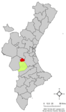 Localización de Millares respecto al País Valenciano