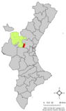 Situation de Pedralba dans la Communauté Valencienne