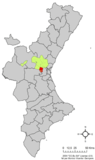 Localización de Ribarroja del Turia respecto al País Valenciano