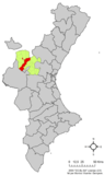 Localisation de Chelva dans le Pays Valencien