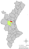 Localización de Cheste respecto a la Comunidad Valenciana