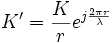 K'=\frac{K}{r}e^{j\frac{2\pi r}{\lambda}}