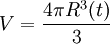 V = \frac{4 \pi R^3(t)}{3}