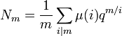 N_m = \frac 1m\sum_{i|m}\mu(i)q^{m/i}