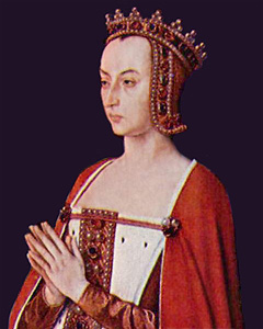 Anne de France, triptique du Maître de Moulins, détail.