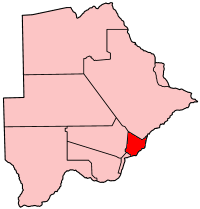 Localisation du district de Kgatleng (en rouge) à l'intérieur du Botswana