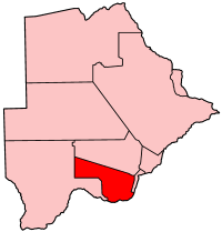 Localisation du district du Sud (en rouge) à l'intérieur du Botswana