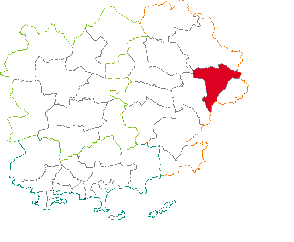 Situation du canton de Fréjus dans le département Var