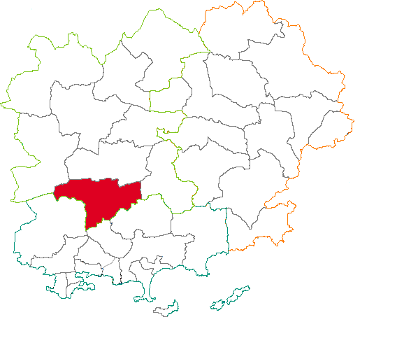 Situation du canton de Roquebrussanne dans le département Var