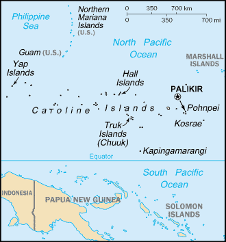 Carte des îles Carolines.