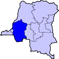 Localisation du Bandundu (en bleu foncé) à l'intérieur de la République démocratique du Congo