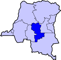 Localisation du Kasaï-Oriental (en bleu foncé) à l'intérieur de la République démocratique du Congo