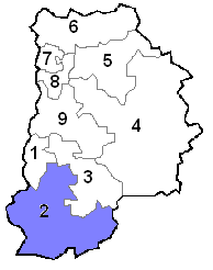 Carte du département montrant la deuxième circonscription de Seine-et-Marne