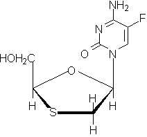 Structure chimique de l'emtricitabine
