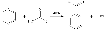 Friedel-Crafts acylation of benzene by ethanol chloride.png