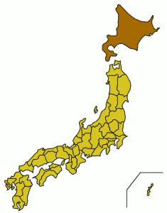 Carte du Japon avec la Préfecture de Hokkaidō mise en évidence