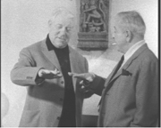 Jean Gabin (à gauche) et Jacques Prévert dans le film Mon frère Jacques (1961) par Pierre Prévert