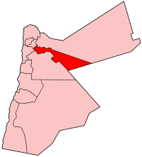 Carte montrant la position de la subdivision de Zarqa en Jordanie
