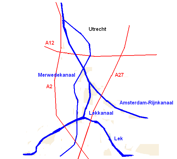 Plan des canaux autour d'Utrechtpx