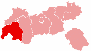 Localisation du Bezirk de Landeck dans le Land autrichien de Tyrol