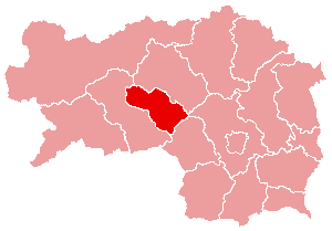 Localisation du Bezirk de Knittelfeld dans le Land autrichien de Styrie